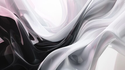 Wall Mural - Abstract Swirling Design in Black, White, and Pink