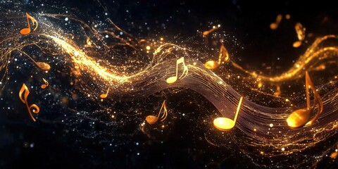 Wall Mural - This artwork blends music and visual aesthetics, merging sound waves with glowing notes.