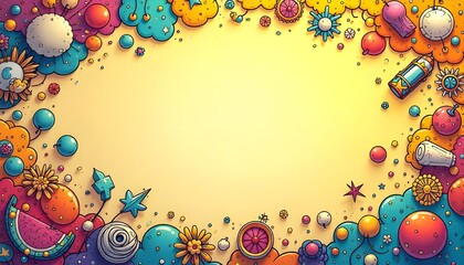 Fototapete - Highly detailed background whimsical cartoon-style comic book background with playful elements
