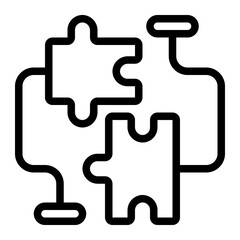 Wall Mural - Puzzle Pieces Connecting Line Icon