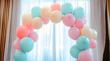 Balloon arch backdrop that doubles as a photo booth backdrop for added event fun