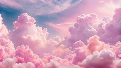 Wall Mural - pink fluffy clouds in a dreamy sky, pink, clouds, fluffy, background, sky, texture, pastel, soft, ab
