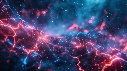 Poster - Neon geometric shape abstract technology background.