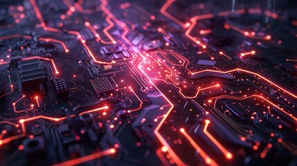 Poster - Abstract circuit cyberspace design created with Generative Ai technology.