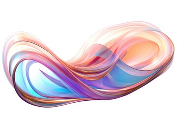 Poster - A retrofuturistic abstract shape composed of flowing, amorphous contours with iridescent highlights, integrated with swirling wire-like elements that create a dynamic visual effect.
