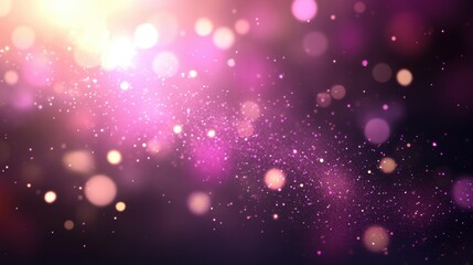 Poster - Glowing purple and pink bokeh with scattered sparkling particles, creating a dreamy and magical effect for festive or abstract themes.