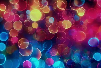 Wall Mural - Bokeh lights depth of field on black.