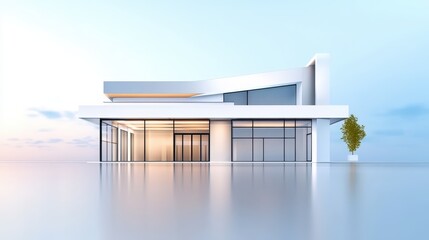 Poster - Industrial-style storehouse isolated on a minimalist backdrop, blending modern design and practical architecture.