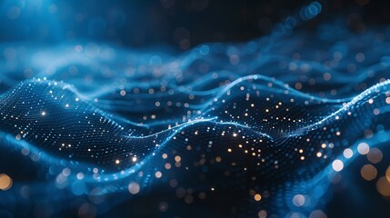 Poster - Flowing wave of dots form an abstract background