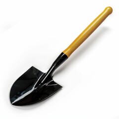 Wall Mural - A metal shovel with a wooden handle, designed for digging and gardening, featuring a pointed blade for efficient soil penetration.