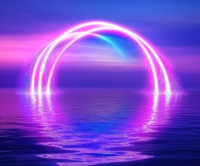 Wall Mural - rainbow over water
