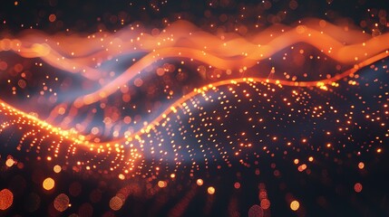 Poster - Flowing wave of dots form an abstract background