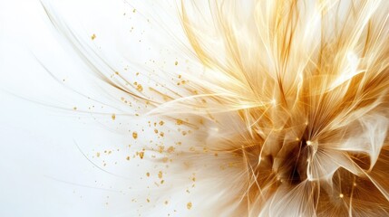 Poster - A close-up of soft, golden strands resembling delicate hair, intertwined with shimmering sparkles against a light background.