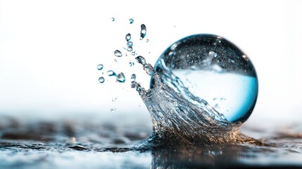 Aufkleber - A close-up of a water droplet creating splashes, showcasing the beauty and dynamics of liquid movement in a serene environment.