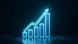 © enterdigital - Glowing neon graph showing growth and upward trend on dark background.