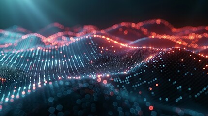 Poster - Flowing wave of dots form an abstract background