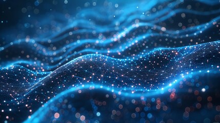 Poster - Flowing wave of dots form an abstract background