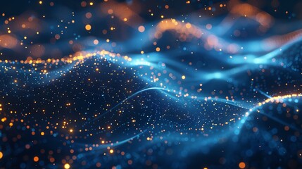 Poster - Flowing wave of dots form an abstract background