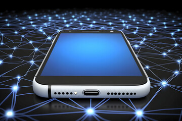 Poster - Smartphone on digital network.