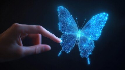 Poster - Digital butterfly interaction virtual space 3d art technology close-up innovation and nature fusion