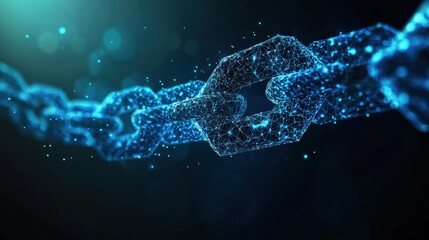 Poster - Digital blockchain connection technology environment visual graphics abstract concept virtual space