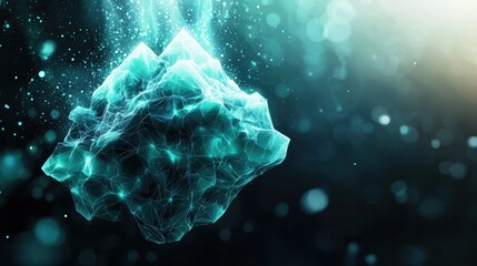 Poster - Digital visualization of an abstract iceberg underwater environment science concept ethereal atmosphere 3d art perspective