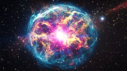Wall Mural - Vibrant cosmic explosion, nebula, supernova, energy burst in space.