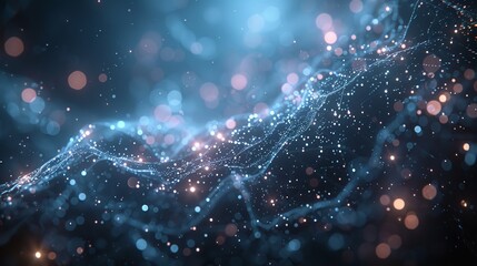 Poster - Flowing wave of dots form an abstract background.