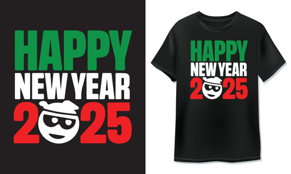 happy new year typography t shirt 