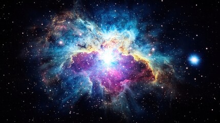 Wall Mural - Vibrant nebula with colorful gas and dust clouds in space.