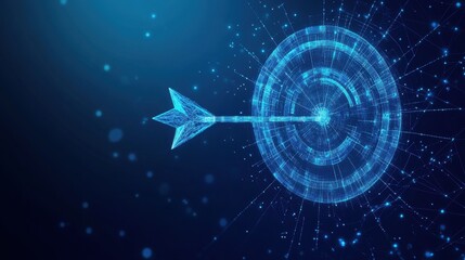 Poster - Digital target achievement virtual environment graphic design futuristic viewpoint technology concept for success