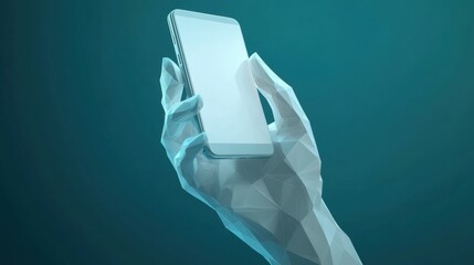 Poster - Hand holding smartphone digital interaction abstract concept modern technology close-up view innovation in communication