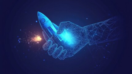 Poster - Rocket launch concept digital space technology illustration futuristic environment close-up view innovation focus