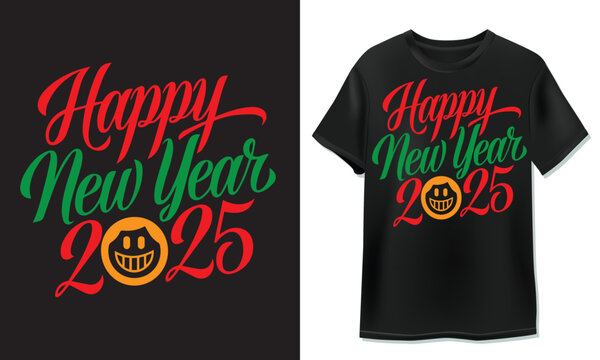happy new year typography t shirt 