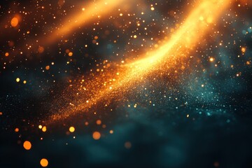 Wall Mural - abstract background with orange and teal glitter and bokeh lights.
