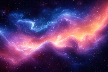 Wall Mural - cosmic nebula with vibrant blue, pink, and orange hues.