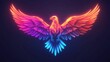 © Linlyart - A vibrant, neon-colored phoenix with outstretched wings, illustrated against a dark background, symbolizing rebirth and creativity.