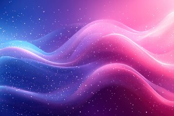 Wall Mural - Abstract pink and blue wavy background with glowing particles.