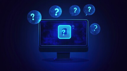 Poster - Exploring questions in technology digital communication office space graphic design dark background conceptual thinking