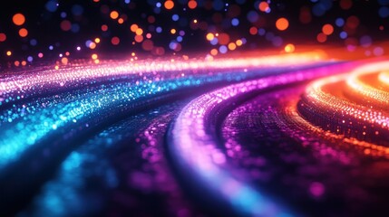 Wall Mural - abstract glowing colorful particles swirl.