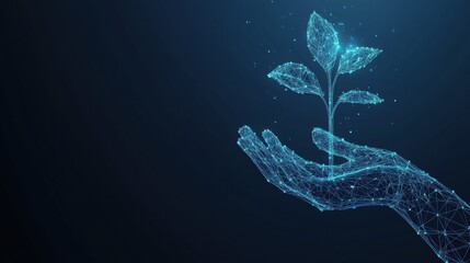 Poster - Sustainable growth digital plant care virtual environment infographic concept for eco-friendly technology