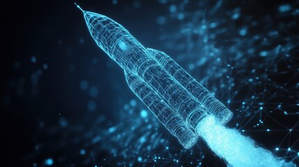 Poster - Rocket launch simulation space 3d animation digital environment futuristic view technology concept for innovation