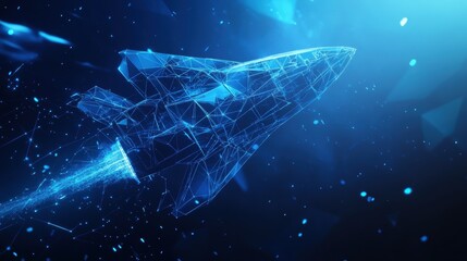 Poster - Futuristic spacecraft launch digital universe 3d animation cosmic environment dynamic viewpoint technological innovation