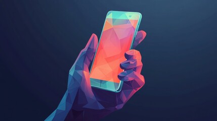 Aufkleber - Smartphone interaction digital space graphic design abstract environment close-up view modern technology concept