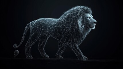 Aufkleber - Dynamic lion animation digital art virtual environment 3d design futuristic concept for online engagement