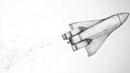 Poster - Rocket launch simulation space lab digital art futuristic environment aerial view innovation and exploration