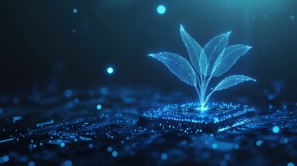 Poster - Digital growth concept virtual environment technology art futuristic aesthetic abstract view nature integration