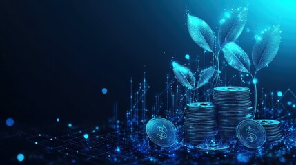 Poster - Digital finance growth virtual space cryptocurrency trends futuristic environment close-up view financial innovation