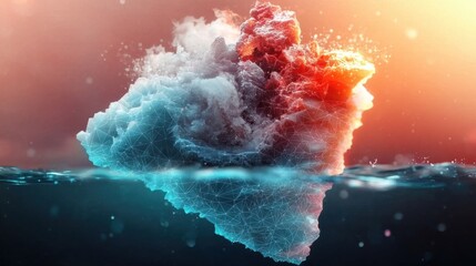 Poster - Dynamic cloud formation above water nature digital art vibrant colors atmospheric perspective surreal conceptualization