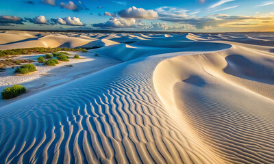 Wall Mural - beautiful daytime landscape in the desert with white relief dunes